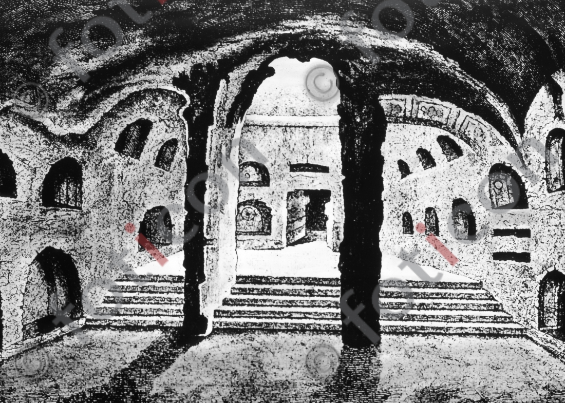Katakombe | catacomb - Foto foticon-simon-107-010-sw.jpg | foticon.de - Bilddatenbank für Motive aus Geschichte und Kultur